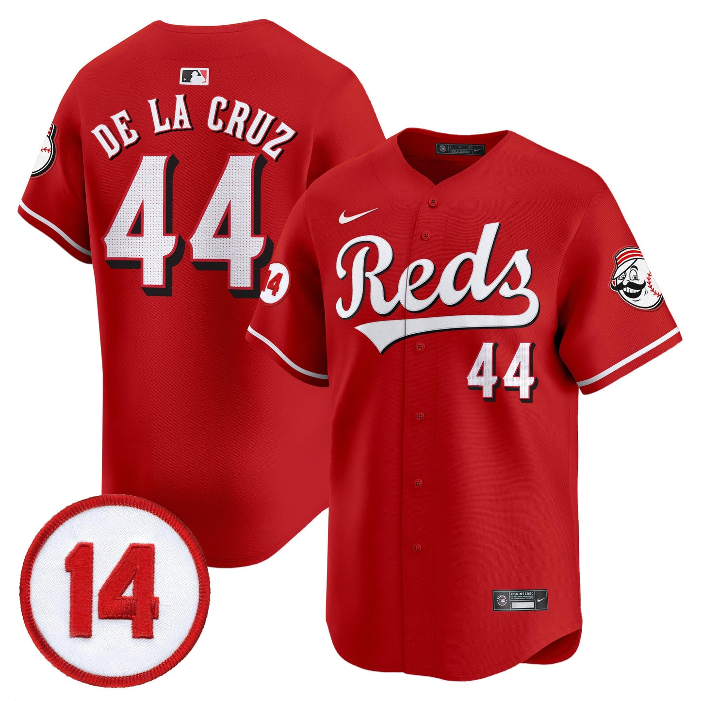 Men's Cincinnati Reds Pete Rose Patch Vapor Premier Limited Jersey - All Stitched