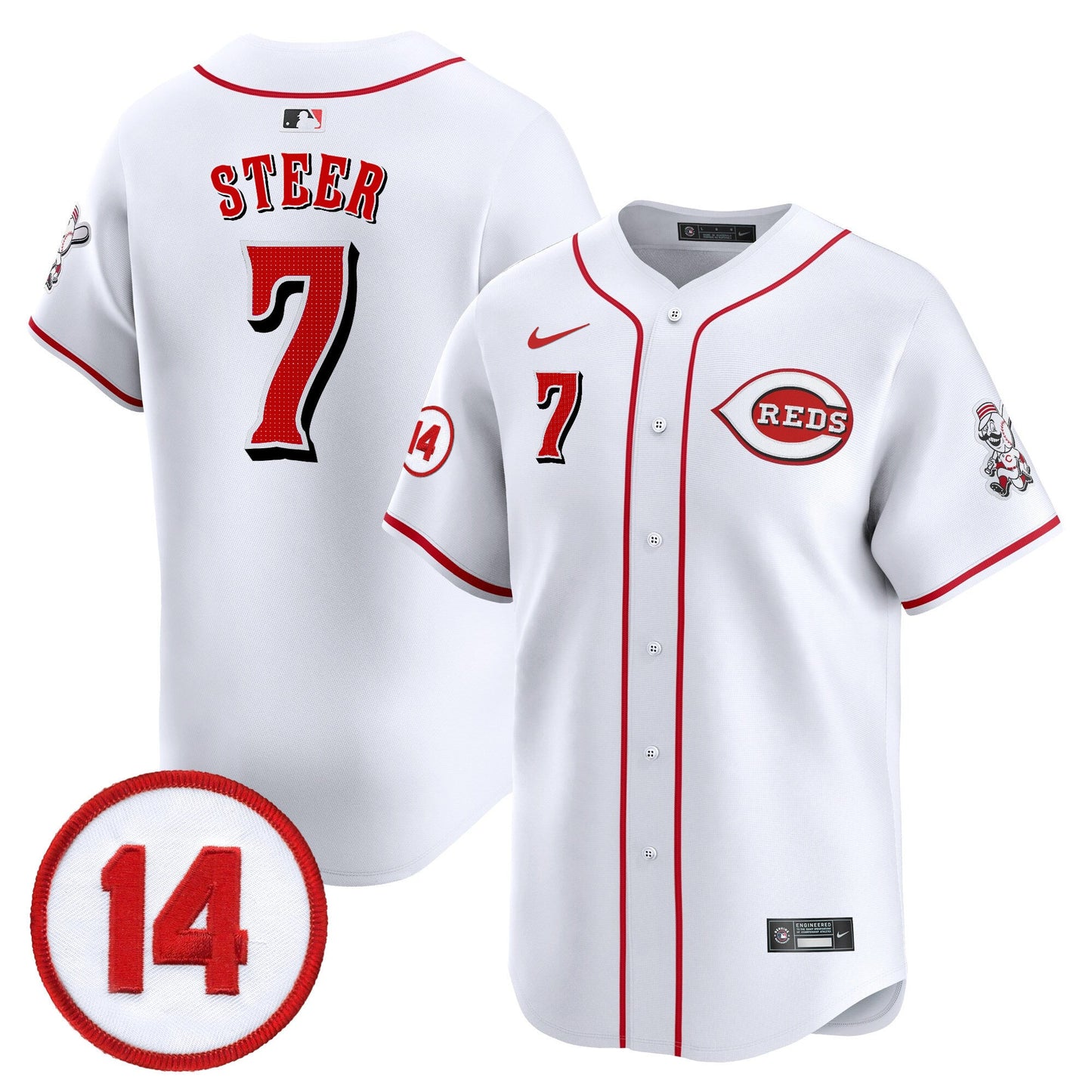 Men's Cincinnati Reds Pete Rose Patch Vapor Premier Limited Jersey - All Stitched