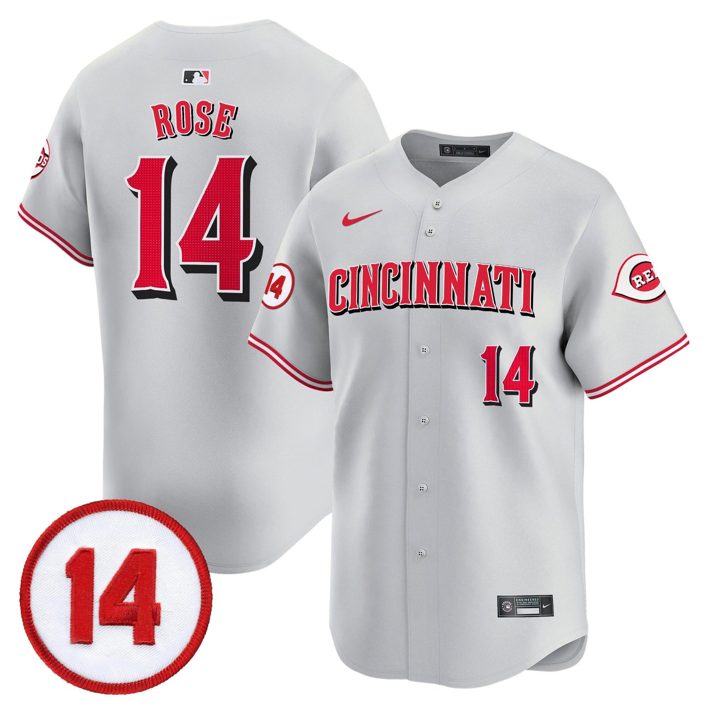 Men's Cincinnati Reds Pete Rose Patch Vapor Premier Limited Jersey - All Stitched