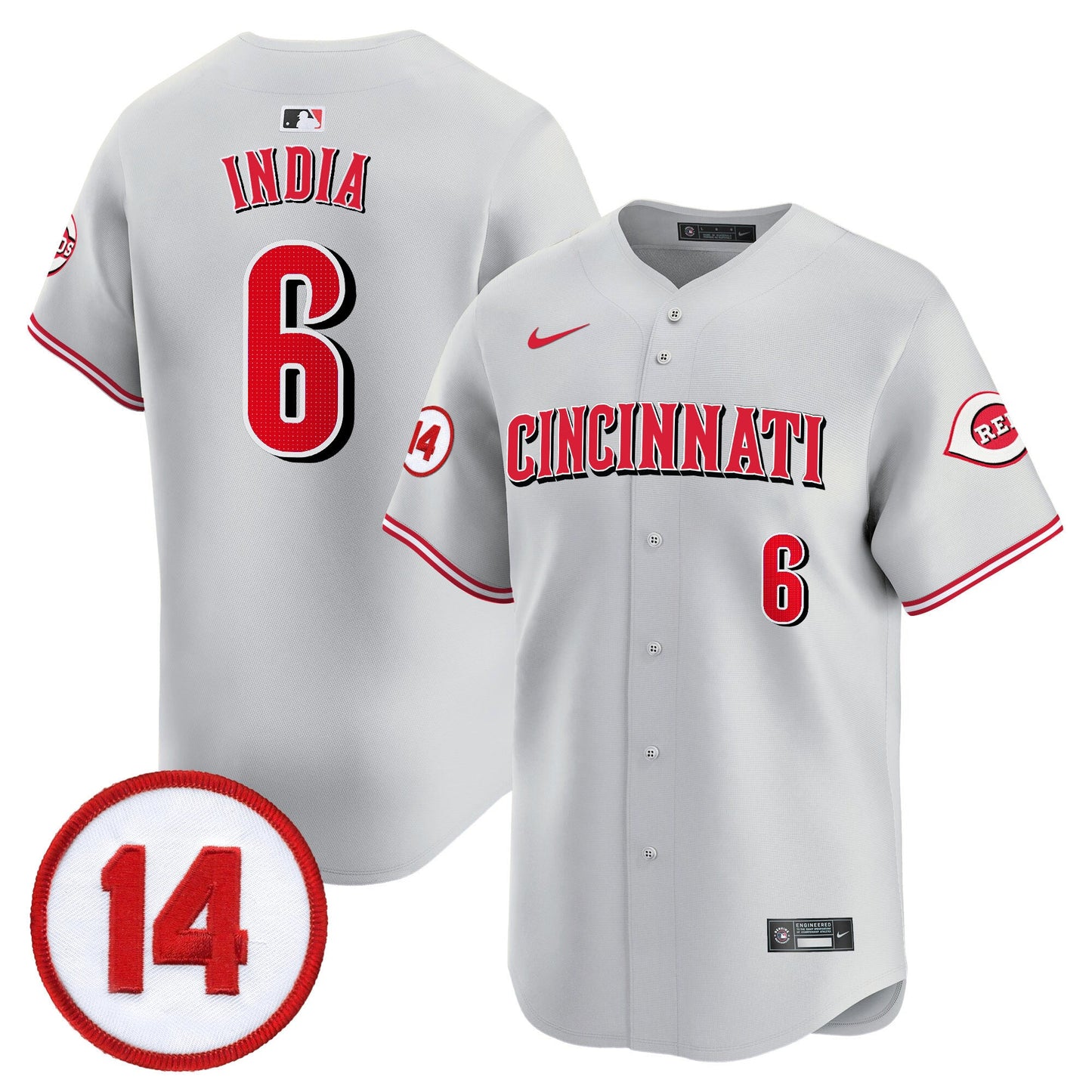 Men's Cincinnati Reds Pete Rose Patch Vapor Premier Limited Jersey - All Stitched