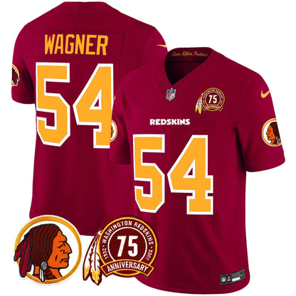 Men's Washington Redskins 75th Patch Throwback Vapor Limited Jersey - All Stitched