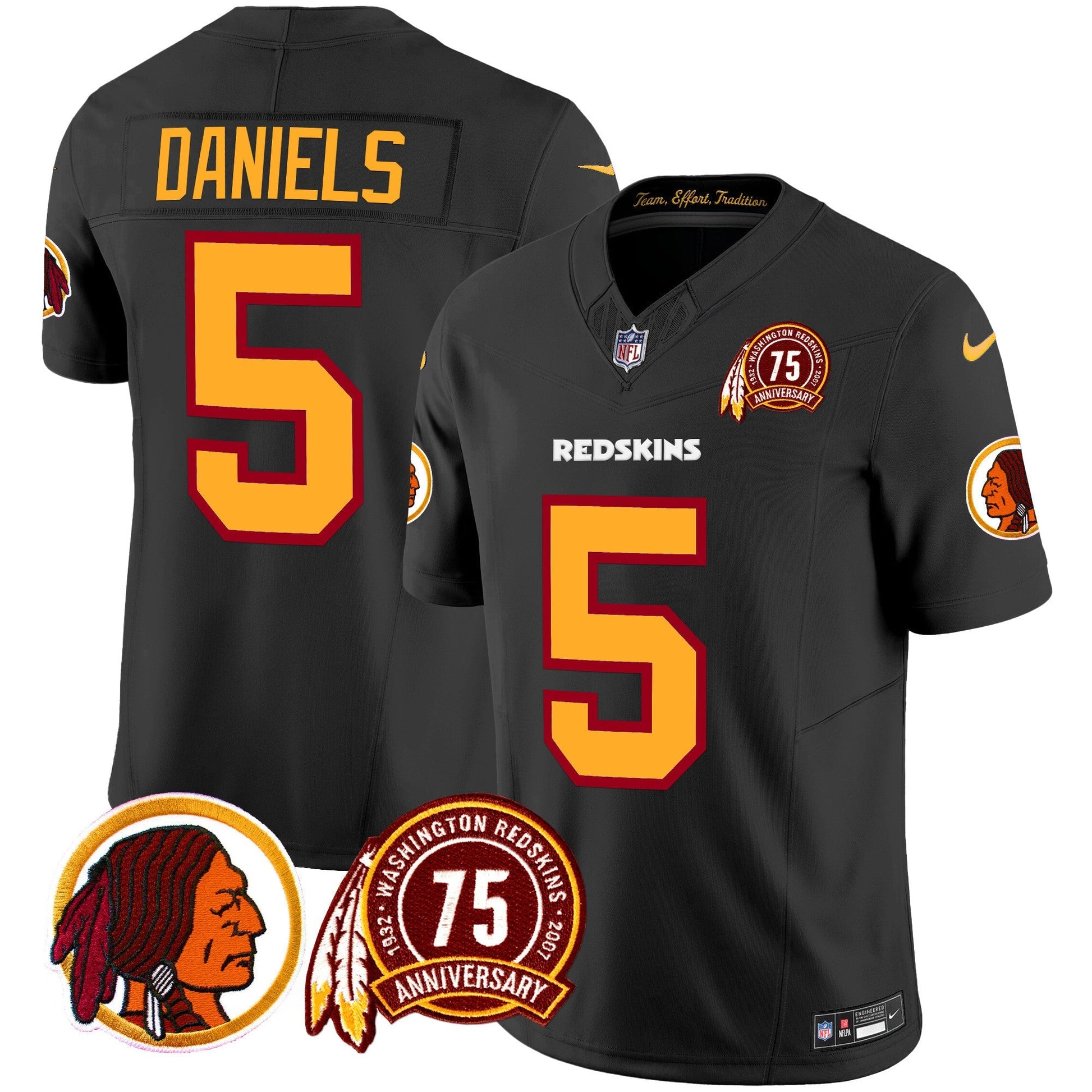 Men's Washington Redskins 75th Patch Throwback Vapor Limited Jersey - All Stitched