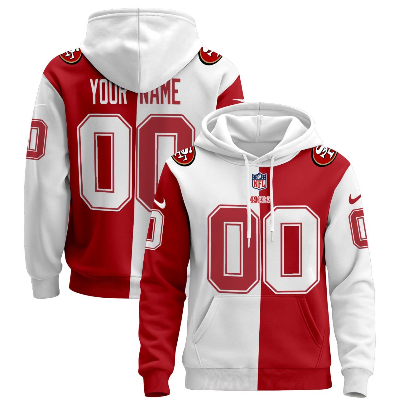 San Francisco 49ers Split Custom Hoodie - All Stitched