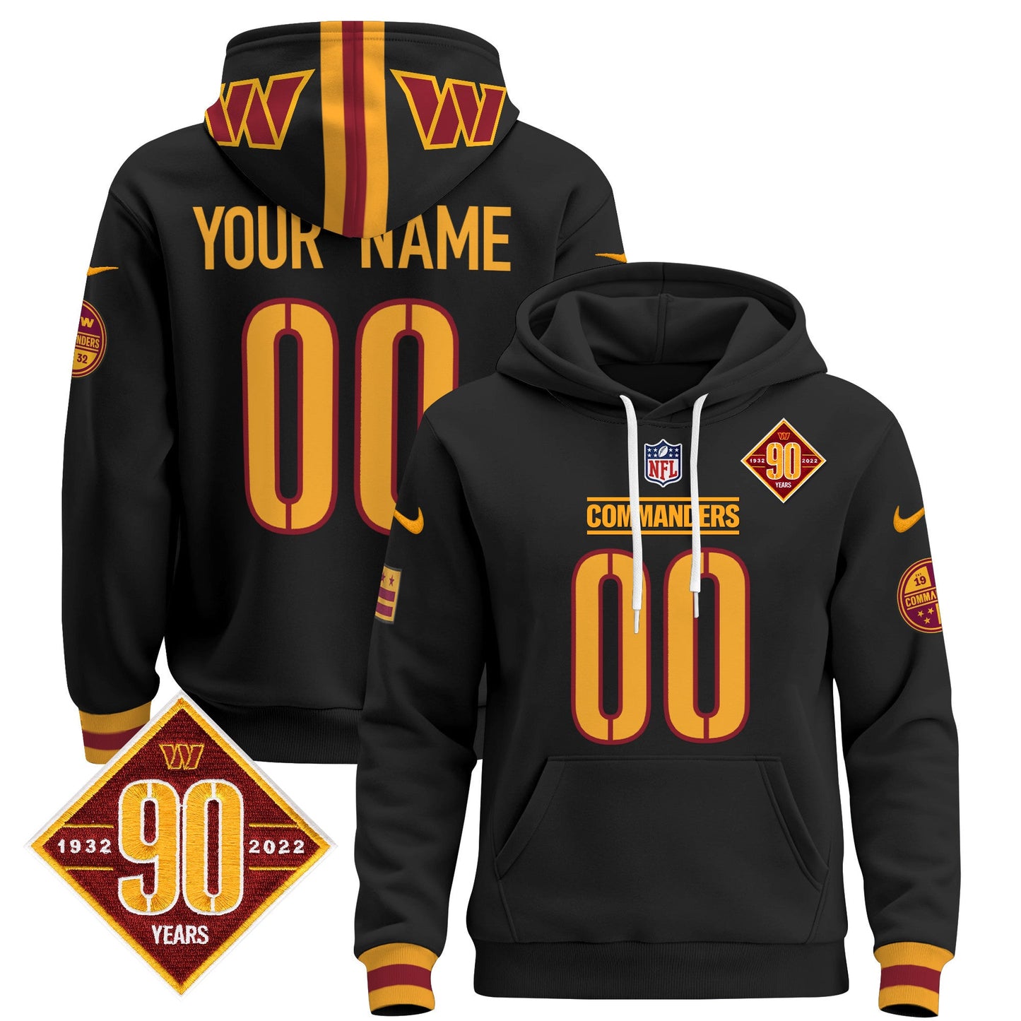Washington Commanders 2024 Custom Pullover Hoodie - All Stitched
