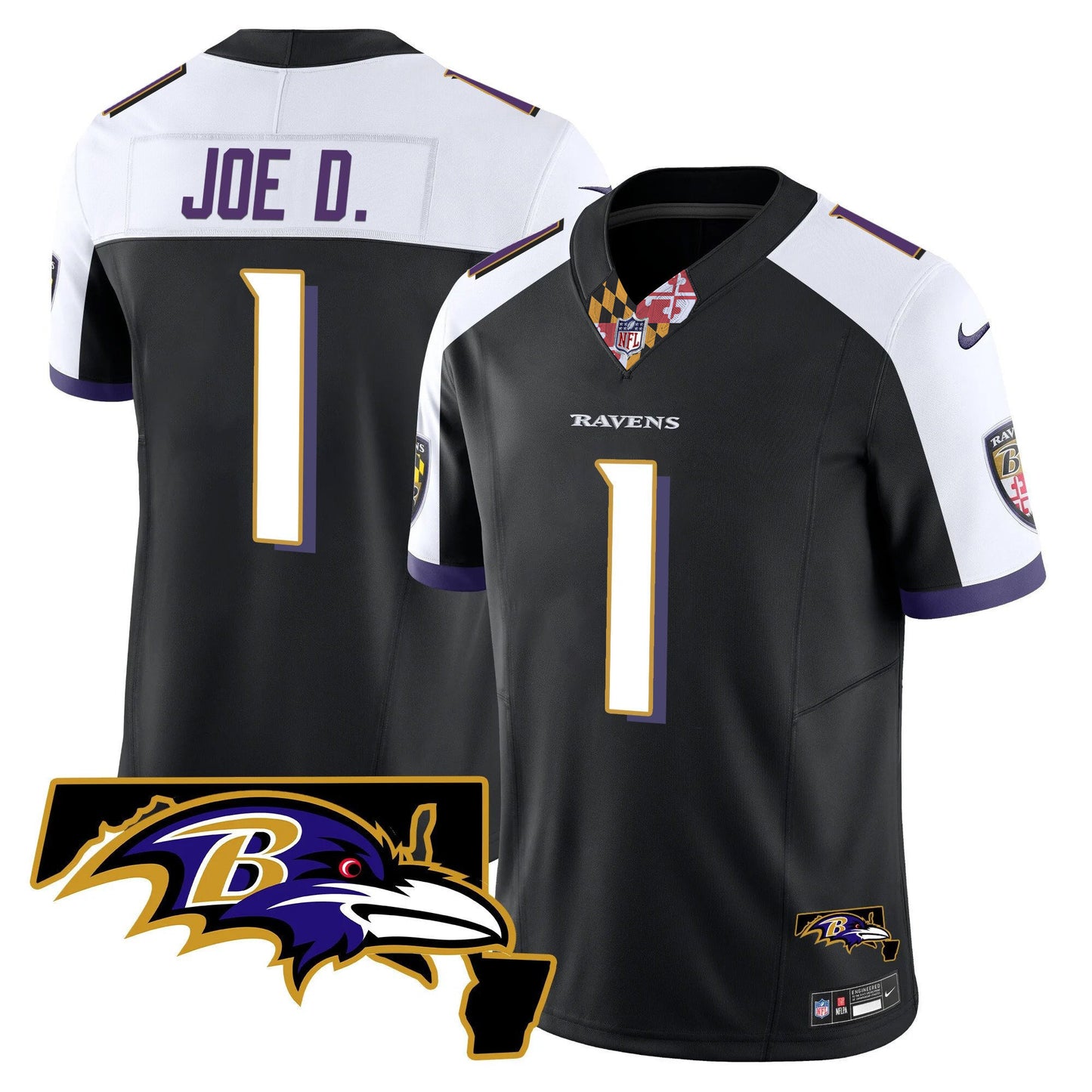 Men's Ravens Maryland Patch Vapor Limited Jersey V3 - All Stitched