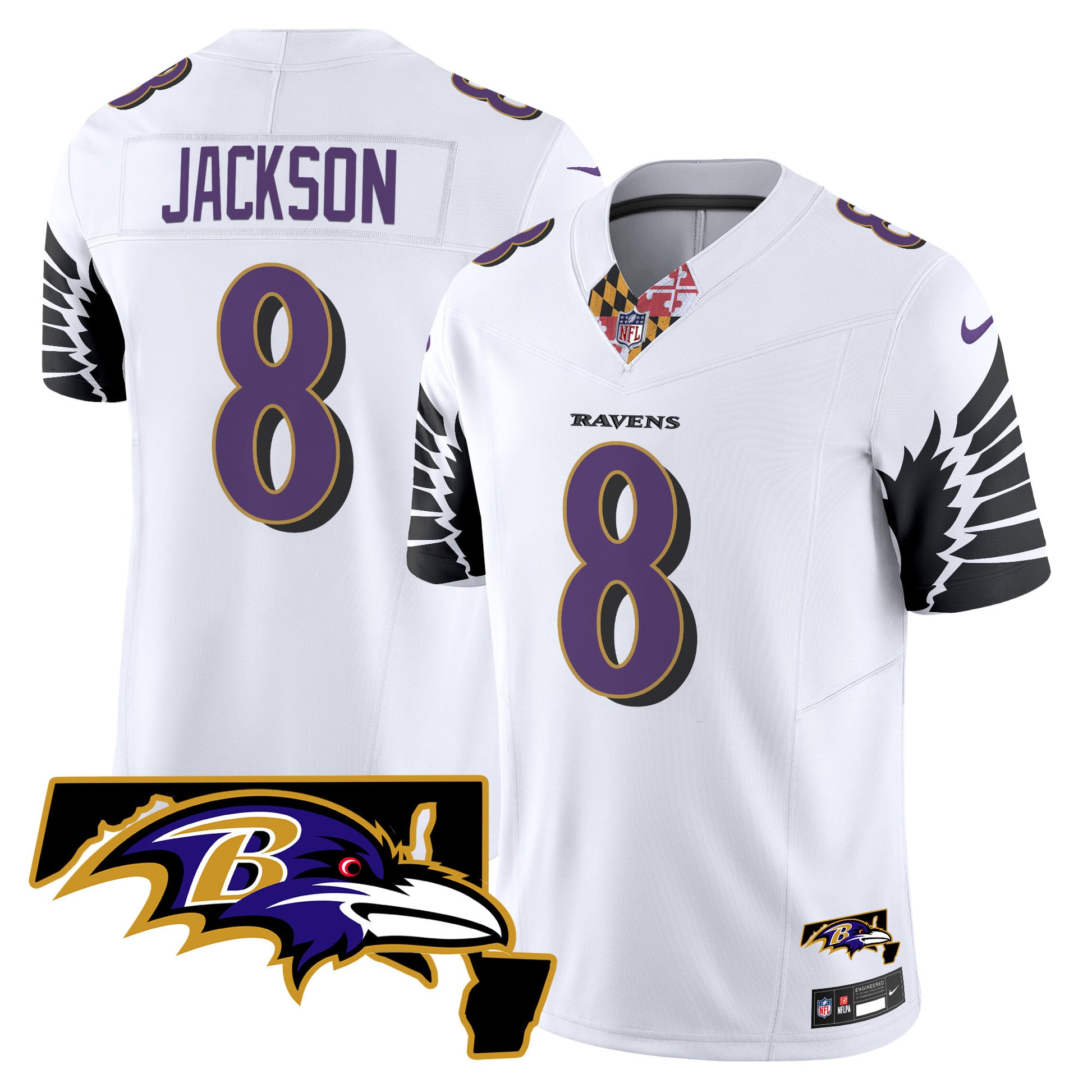 Men's Ravens Maryland Patch Vapor Limited Jersey V3 - All Stitched