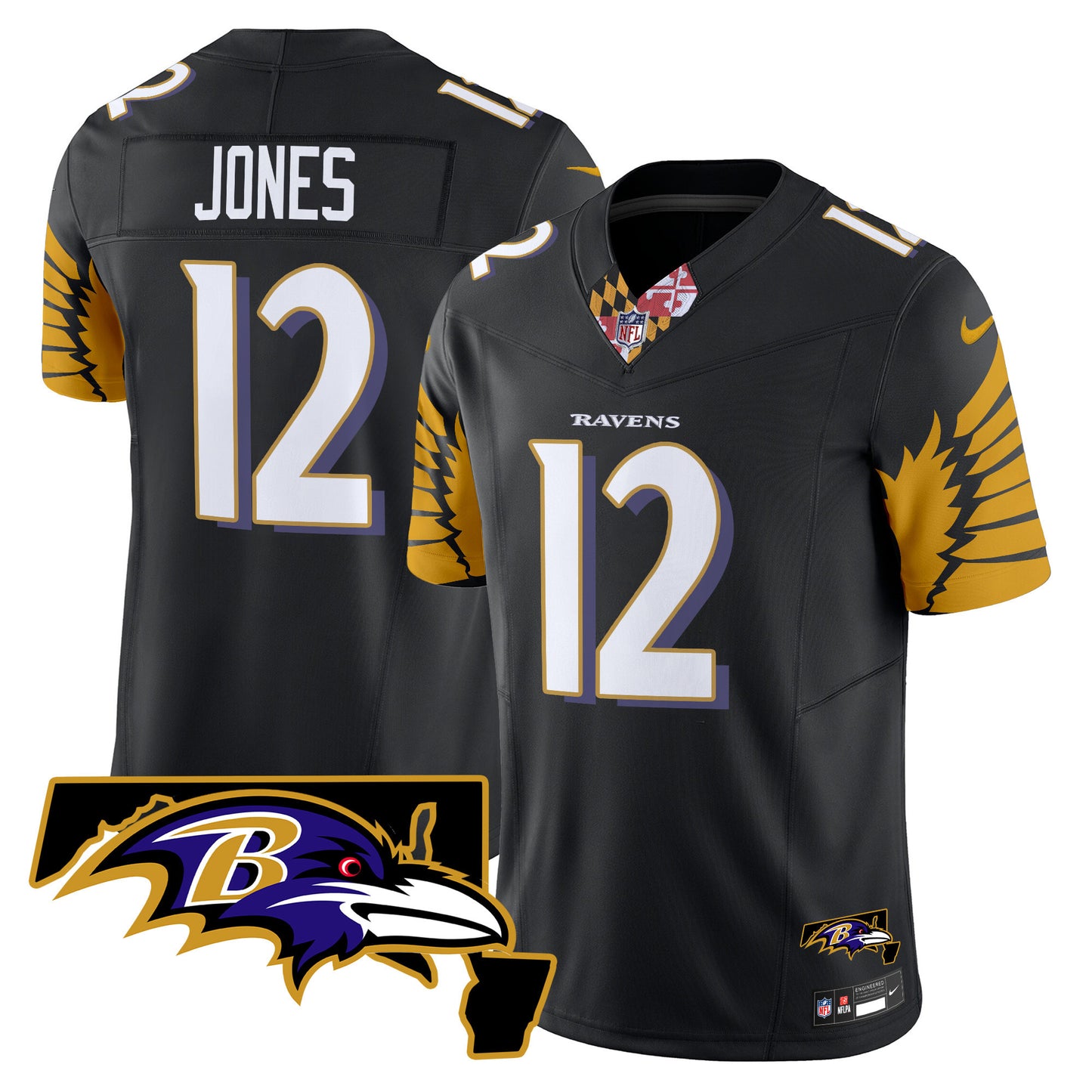 Men's Ravens Maryland Patch Vapor Limited Jersey V3 - All Stitched