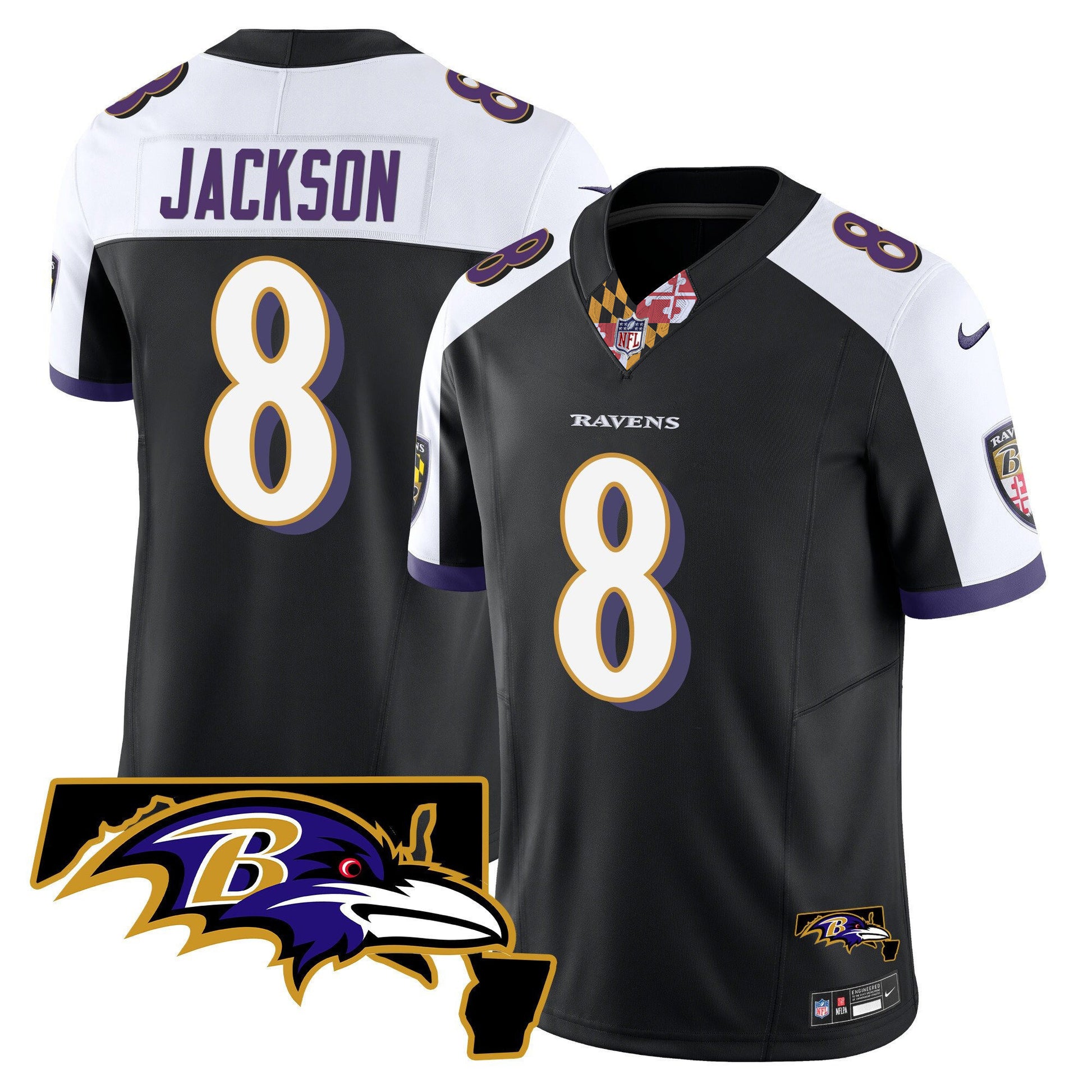 Men's Ravens Maryland Patch Vapor Limited Jersey V3 - All Stitched