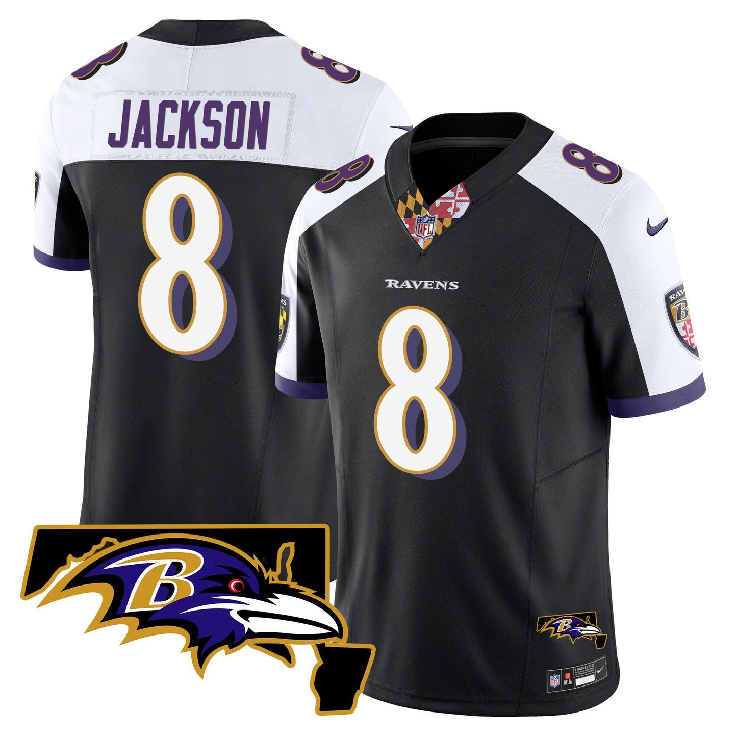 Men's Ravens Maryland Patch Vapor Limited Jersey V3 - All Stitched