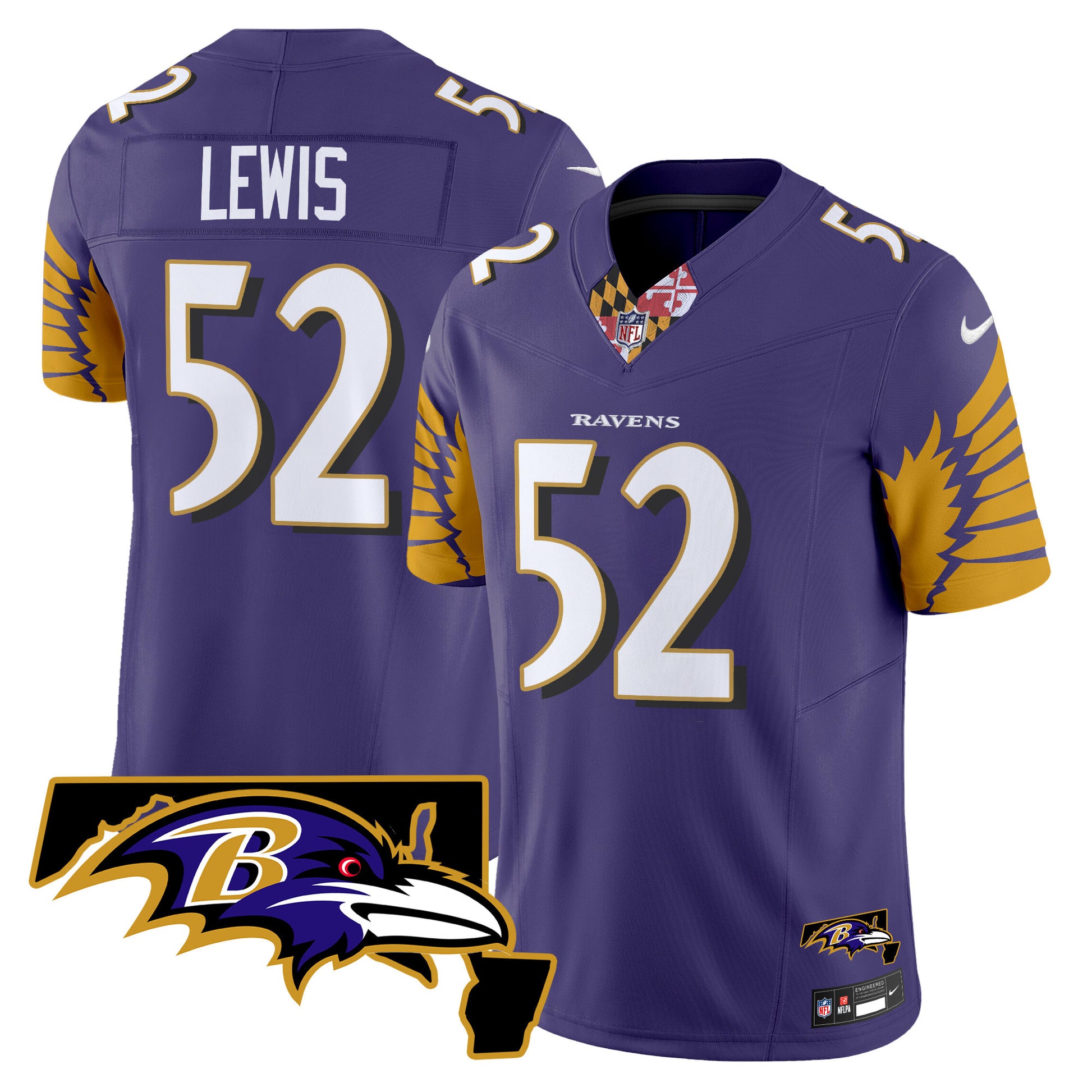 Men's Ravens Maryland Patch Vapor Limited Jersey V3 - All Stitched