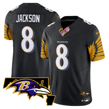 Men's Ravens Maryland Patch Vapor Limited Jersey V3 - All Stitched