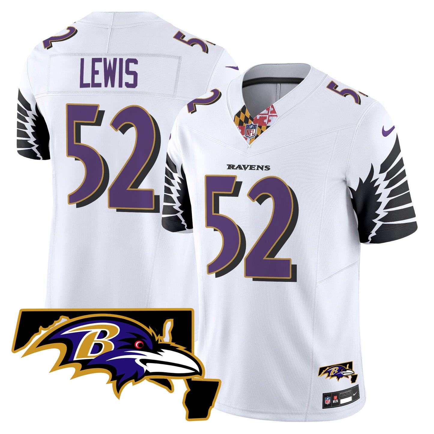 Men's Ravens Maryland Patch Vapor Limited Jersey V3 - All Stitched