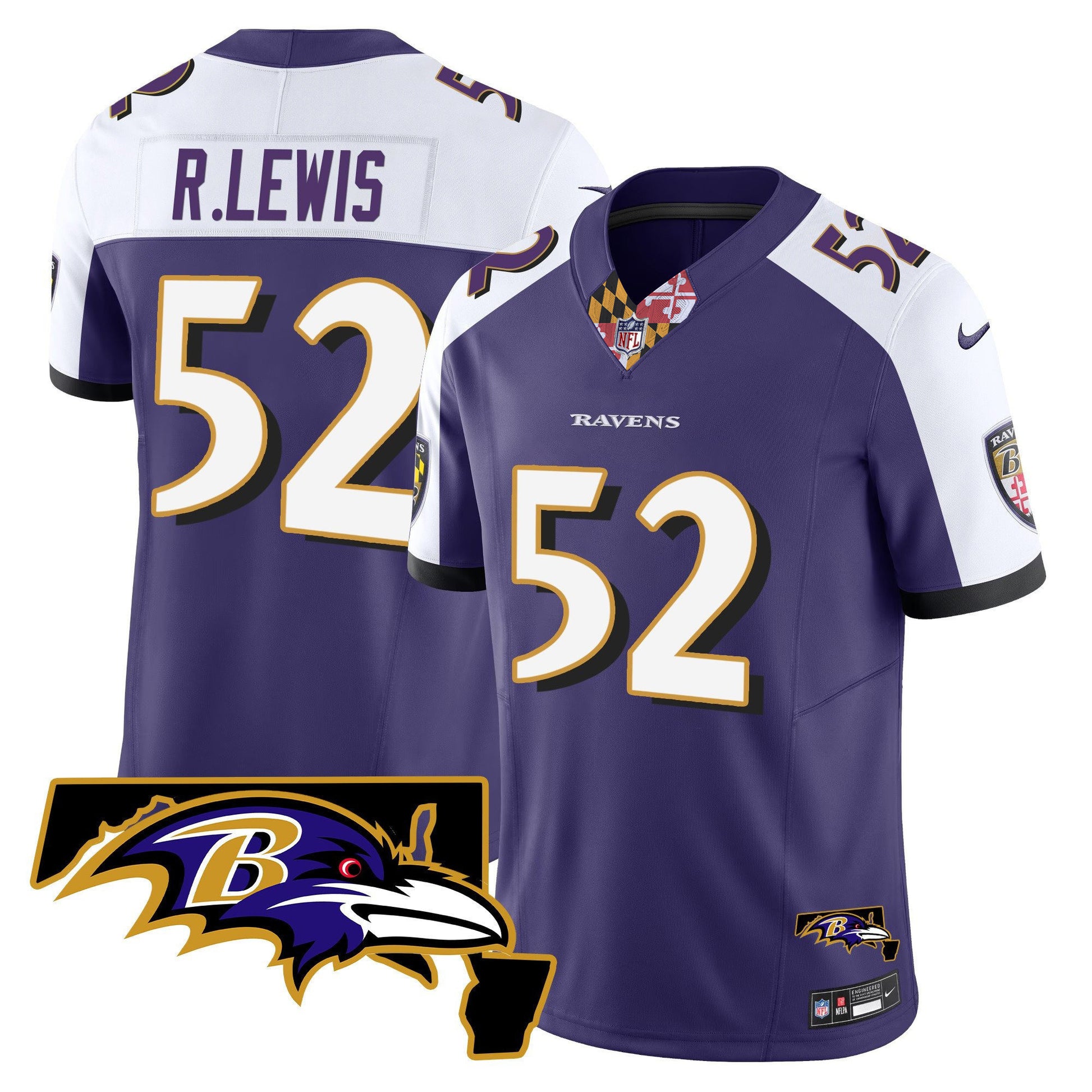 Men's Ravens Maryland Patch Vapor Limited Jersey V3 - All Stitched