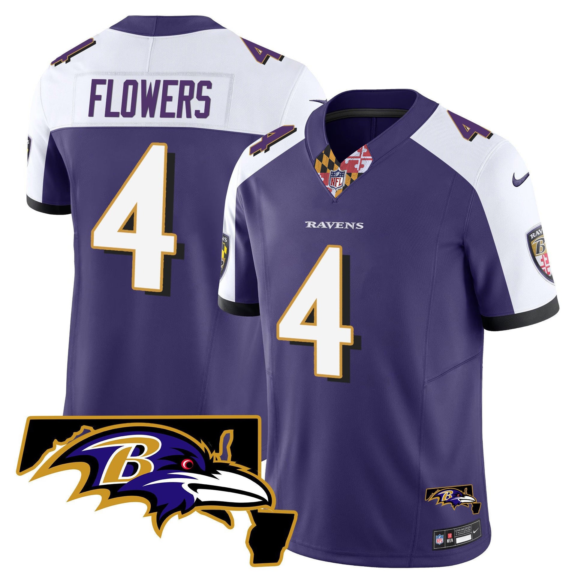 Men's Ravens Maryland Patch Vapor Limited Jersey V3 - All Stitched