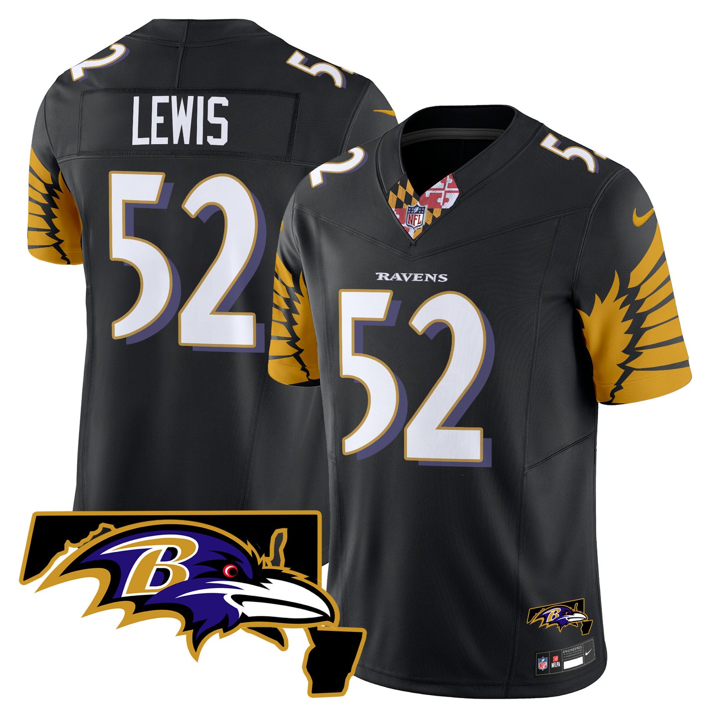 Men's Ravens Maryland Patch Vapor Limited Jersey V3 - All Stitched