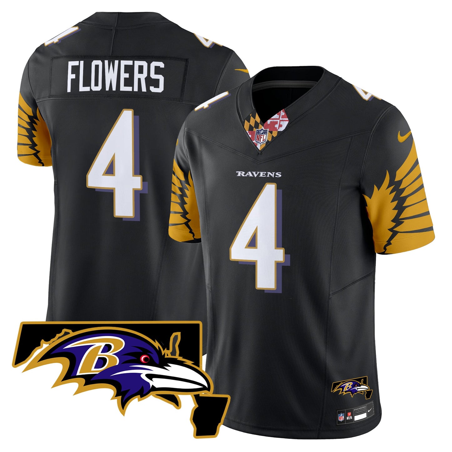 Men's Ravens Maryland Patch Vapor Limited Jersey V3 - All Stitched