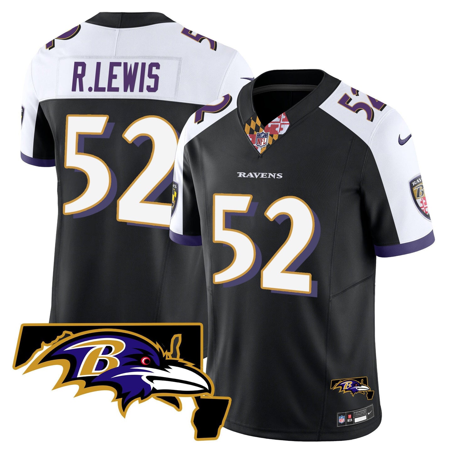Men's Ravens Maryland Patch Vapor Limited Jersey V3 - All Stitched