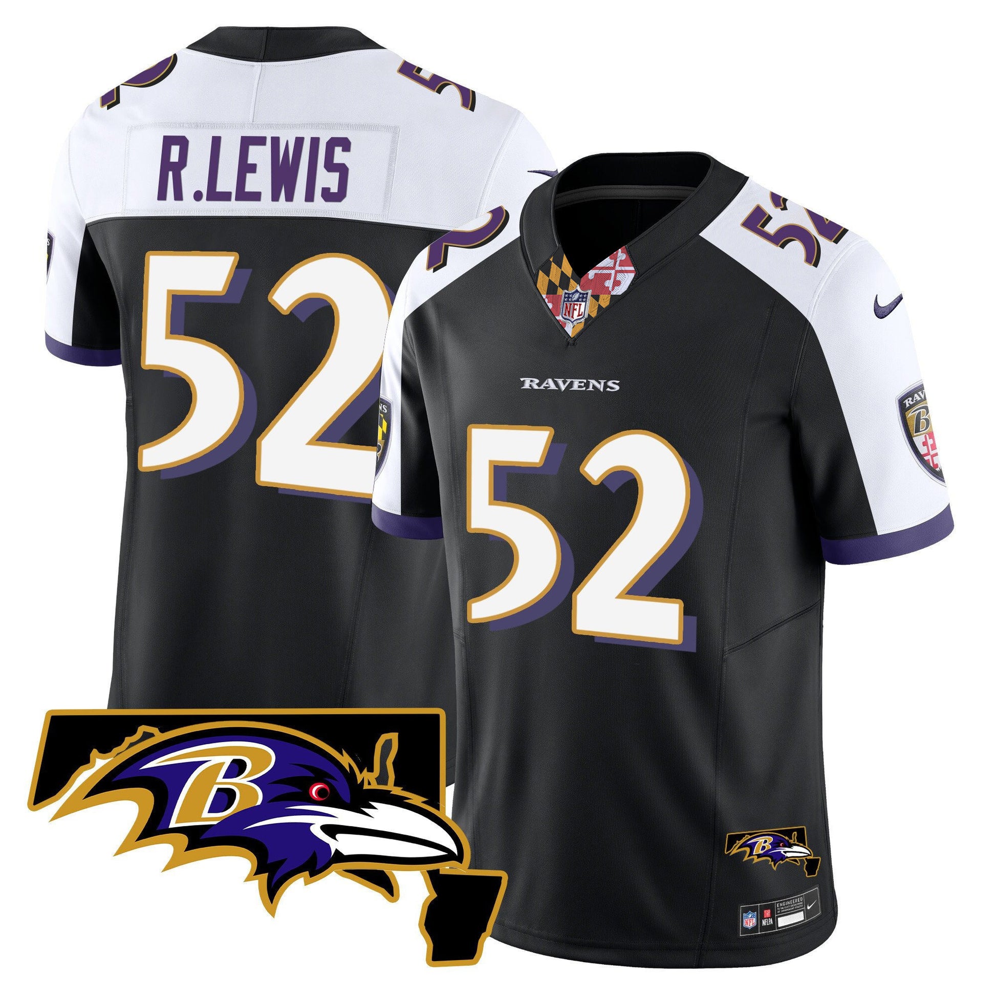 Men's Ravens Maryland Patch Vapor Limited Jersey V3 - All Stitched