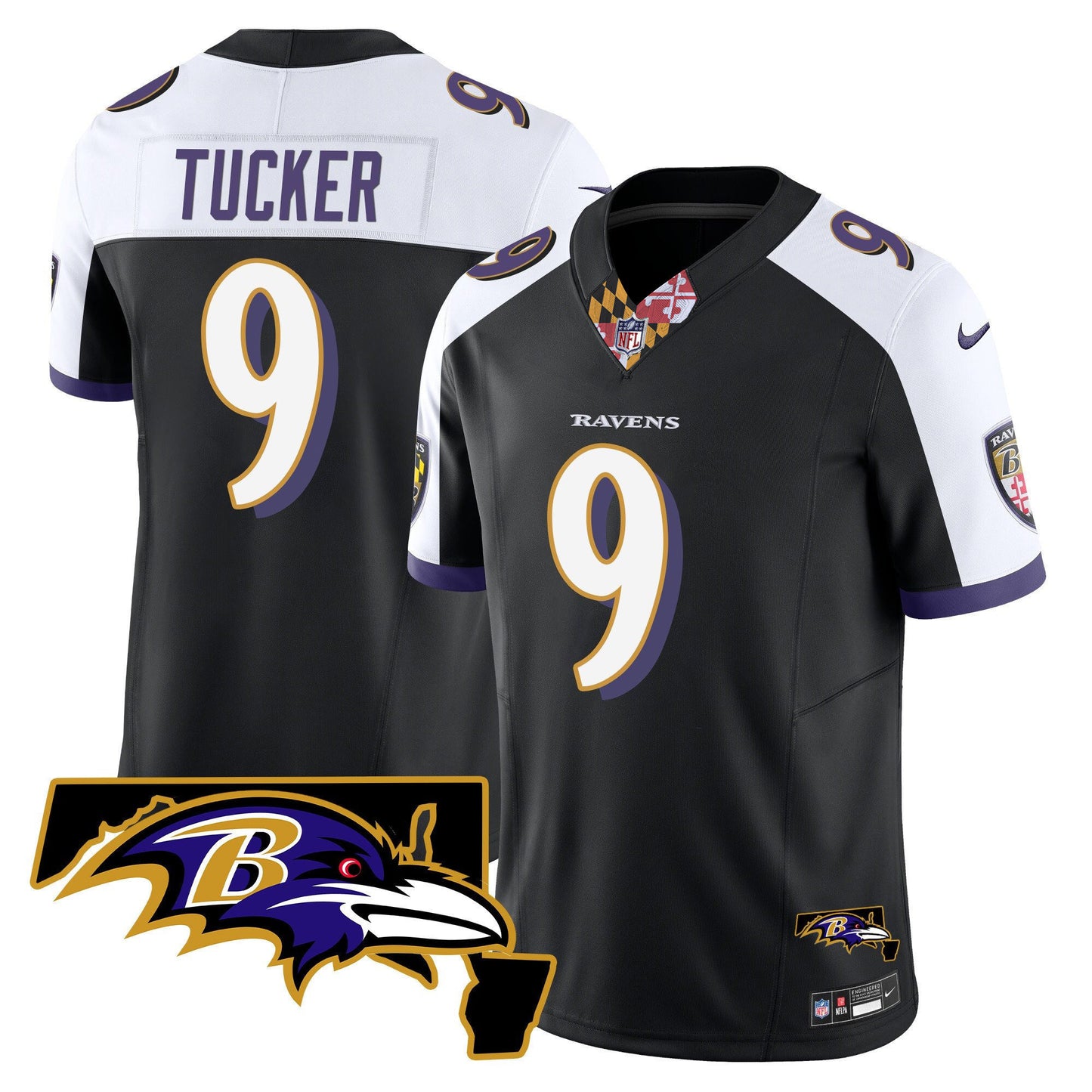 Men's Ravens Maryland Patch Vapor Limited Jersey V3 - All Stitched