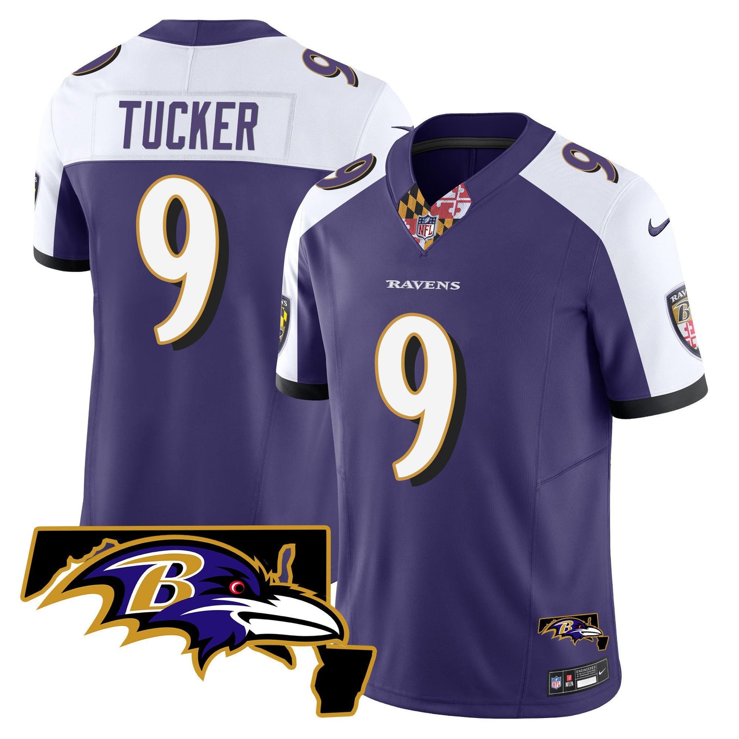 Men's Ravens Maryland Patch Vapor Limited Jersey V3 - All Stitched