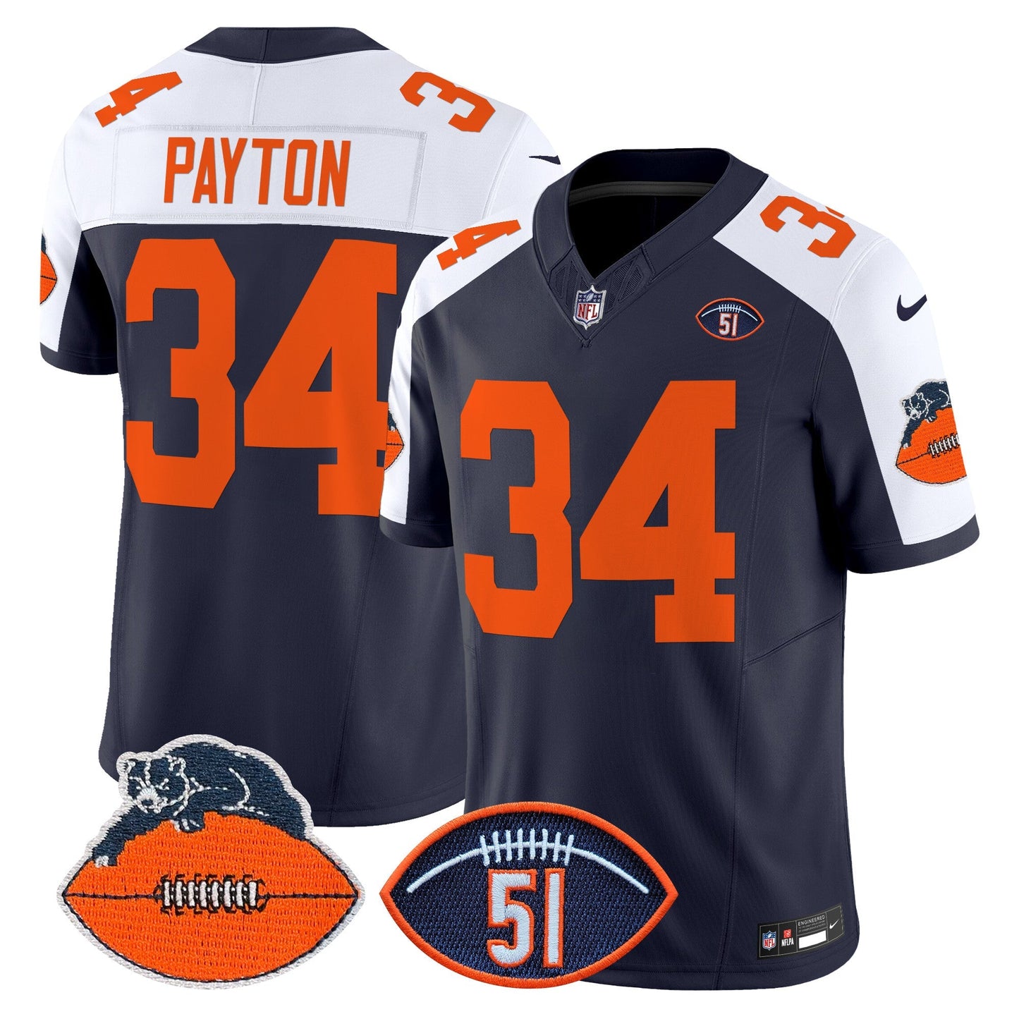 CHI Dick Butkus Patch Throwback Vapor Limited Jersey - All Stitched