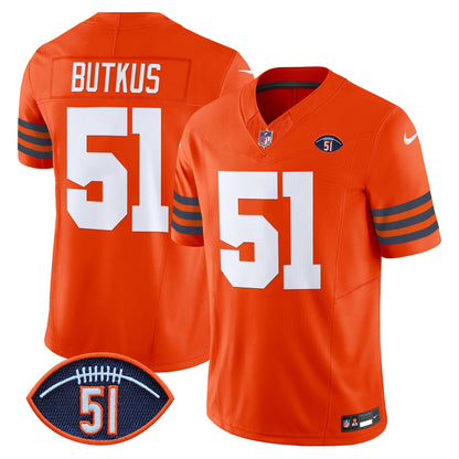 CHI Dick Butkus Patch Throwback Vapor Limited Jersey - All Stitched