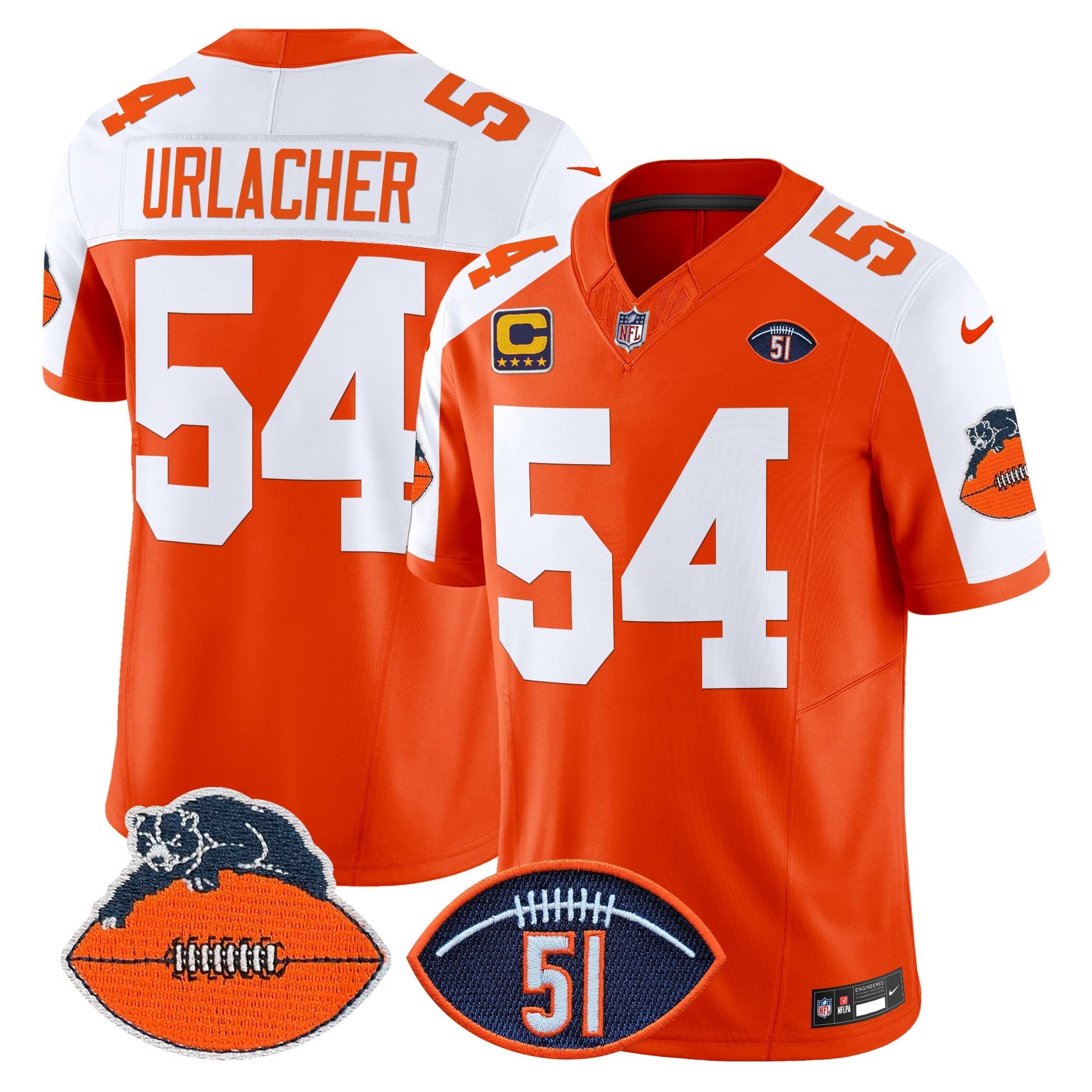 Men's Chicago Bears Dick Butkus Patch Throwback Vapor Limited Jersey - All Stitched