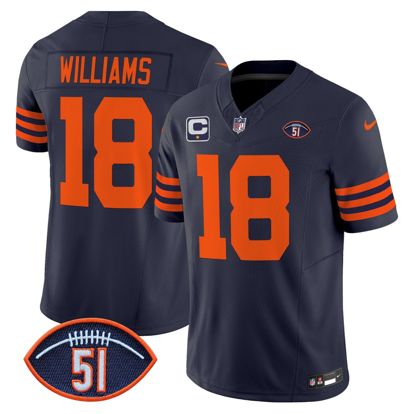 Men's Chicago Bears Dick Butkus Patch Throwback Vapor Limited Jersey - All Stitched