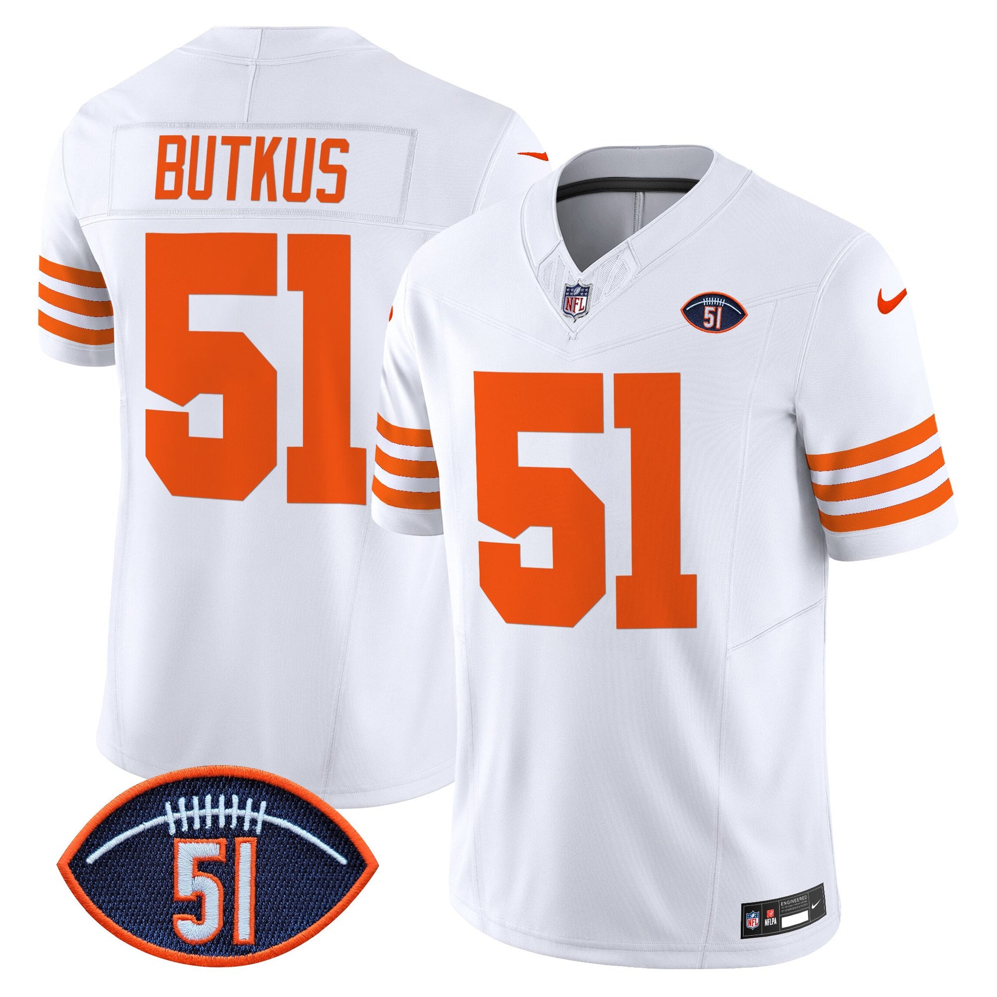 Men's Chicago Bears Dick Butkus Patch Throwback Vapor Limited Jersey - All Stitched