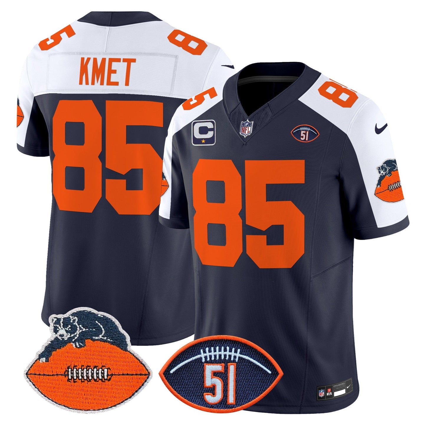 CHI Dick Butkus Patch Throwback Vapor Limited Jersey - All Stitched