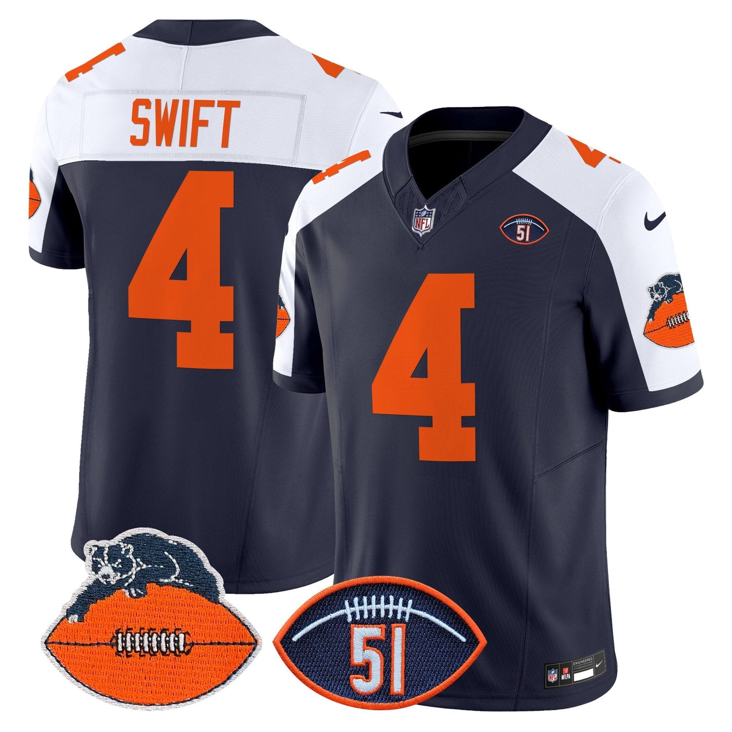 Men's Chicago Bears Dick Butkus Patch Throwback Vapor Limited Jersey - All Stitched