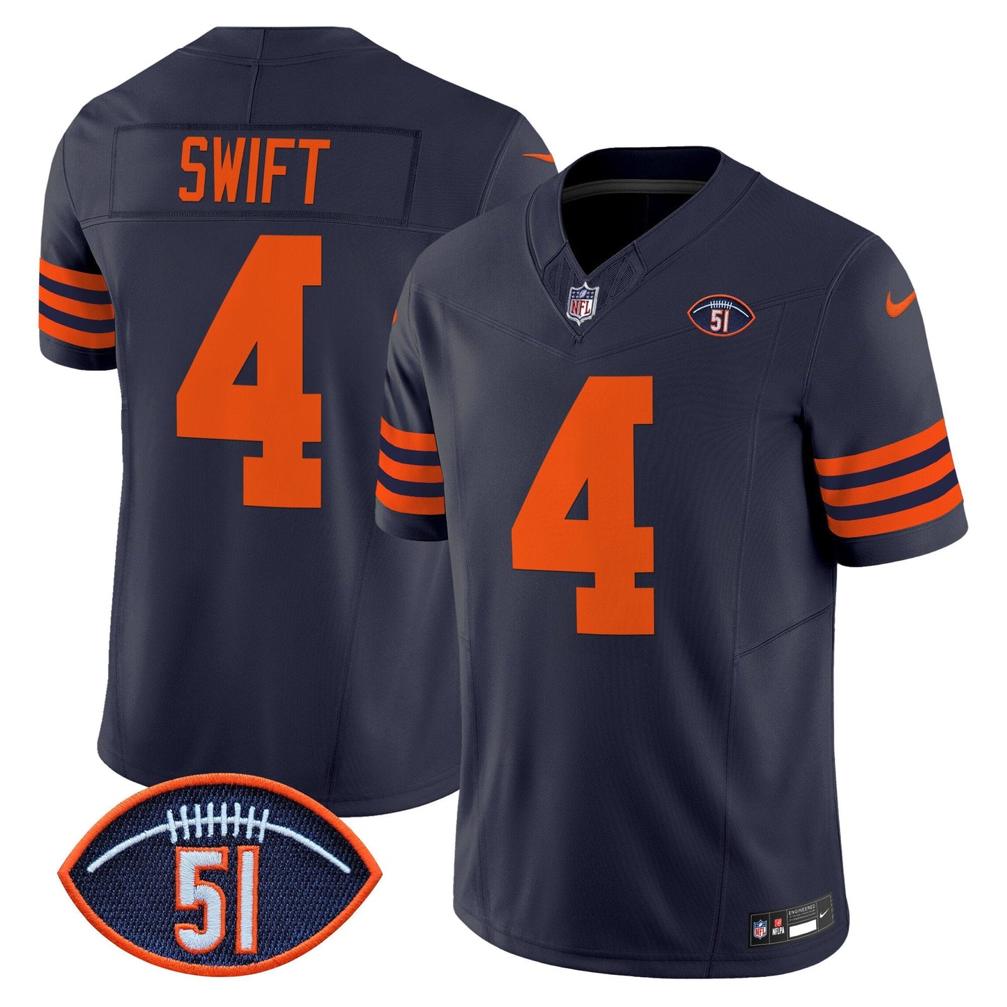 Men's Chicago Bears Dick Butkus Patch Throwback Vapor Limited Jersey - All Stitched