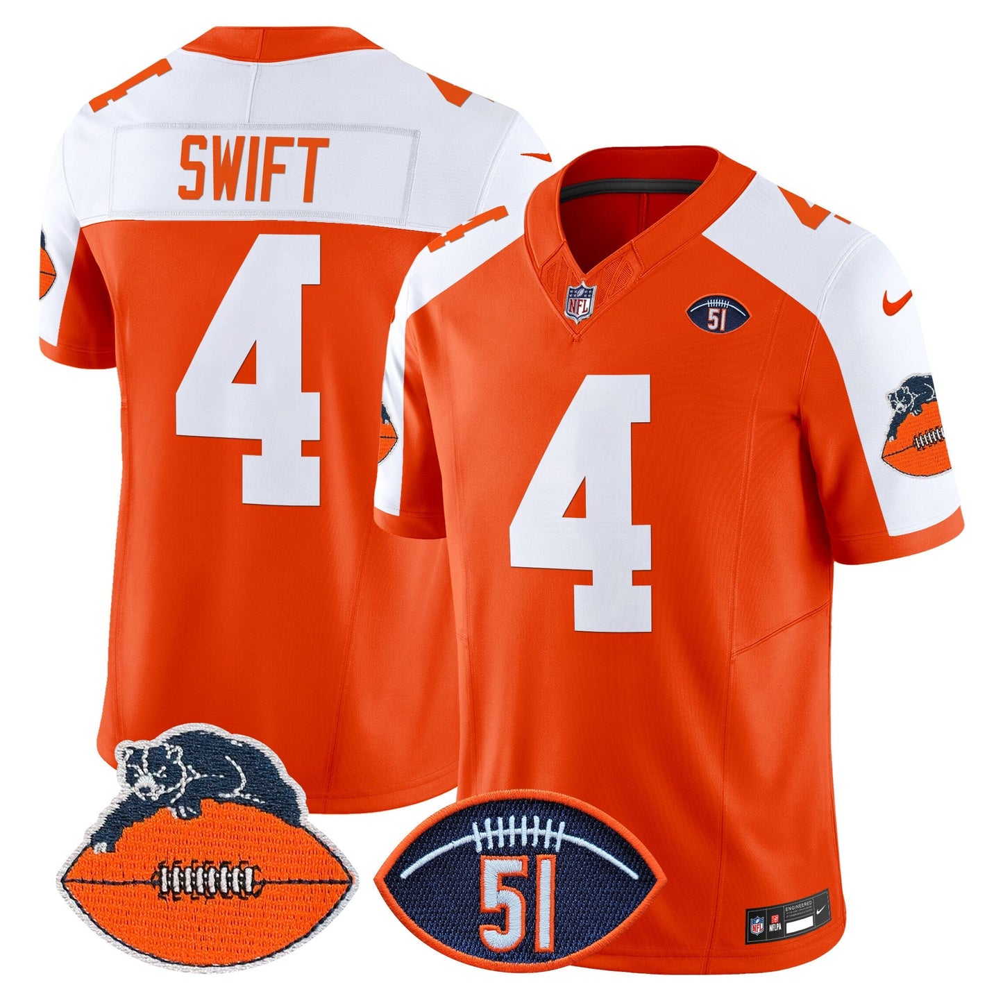 CHI Dick Butkus Patch Throwback Vapor Limited Jersey - All Stitched