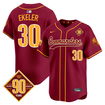 Men's Washington Commanders 90th Anniversary Patch Vapor Premier Limited Jersey - All Stitched