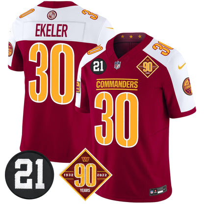 Men's Washington Commanders 90th & Sean Taylor Patch Vapor Limited Jersey - All Stitched