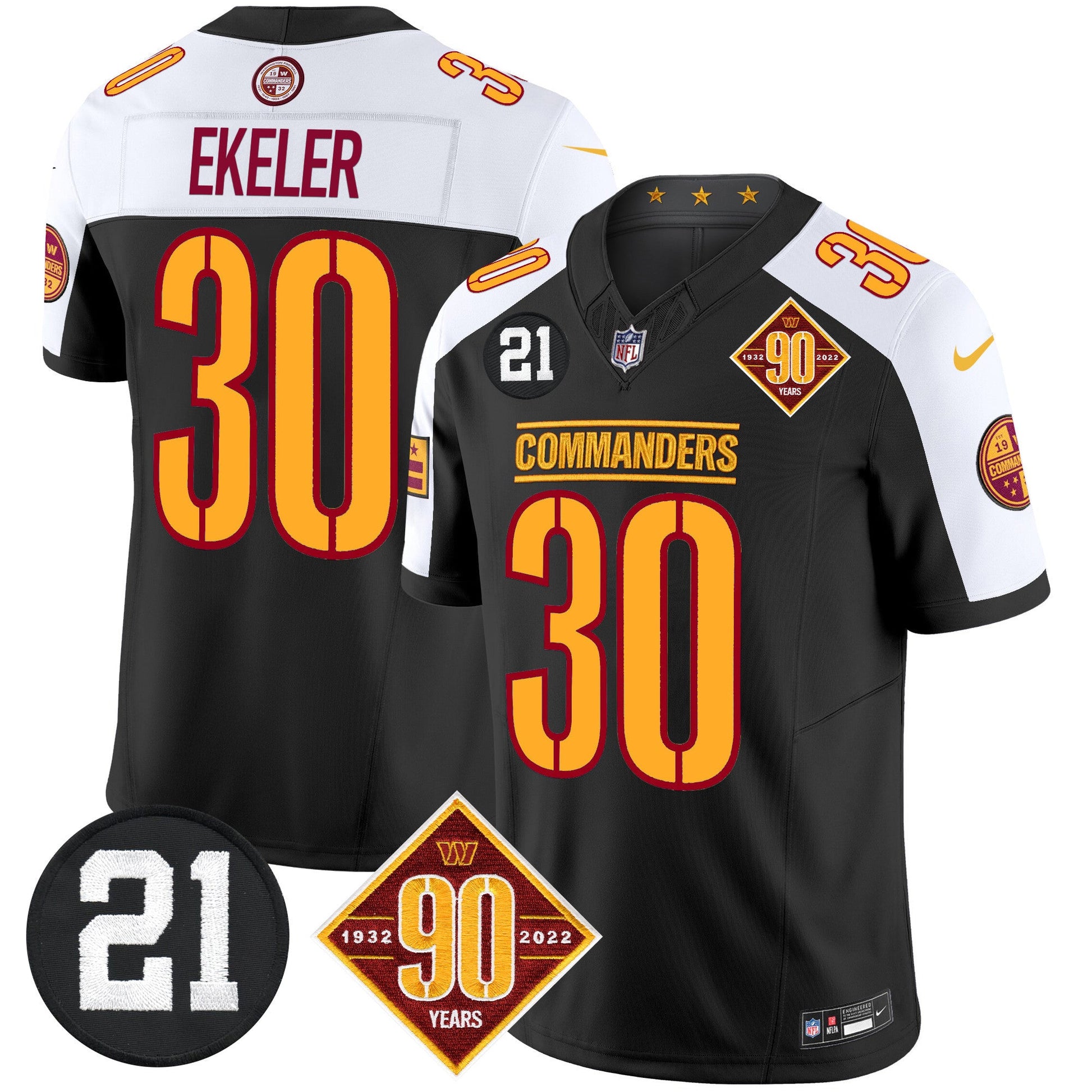 Men's Washington Commanders 90th & Sean Taylor Patch Vapor Limited Jersey - All Stitched