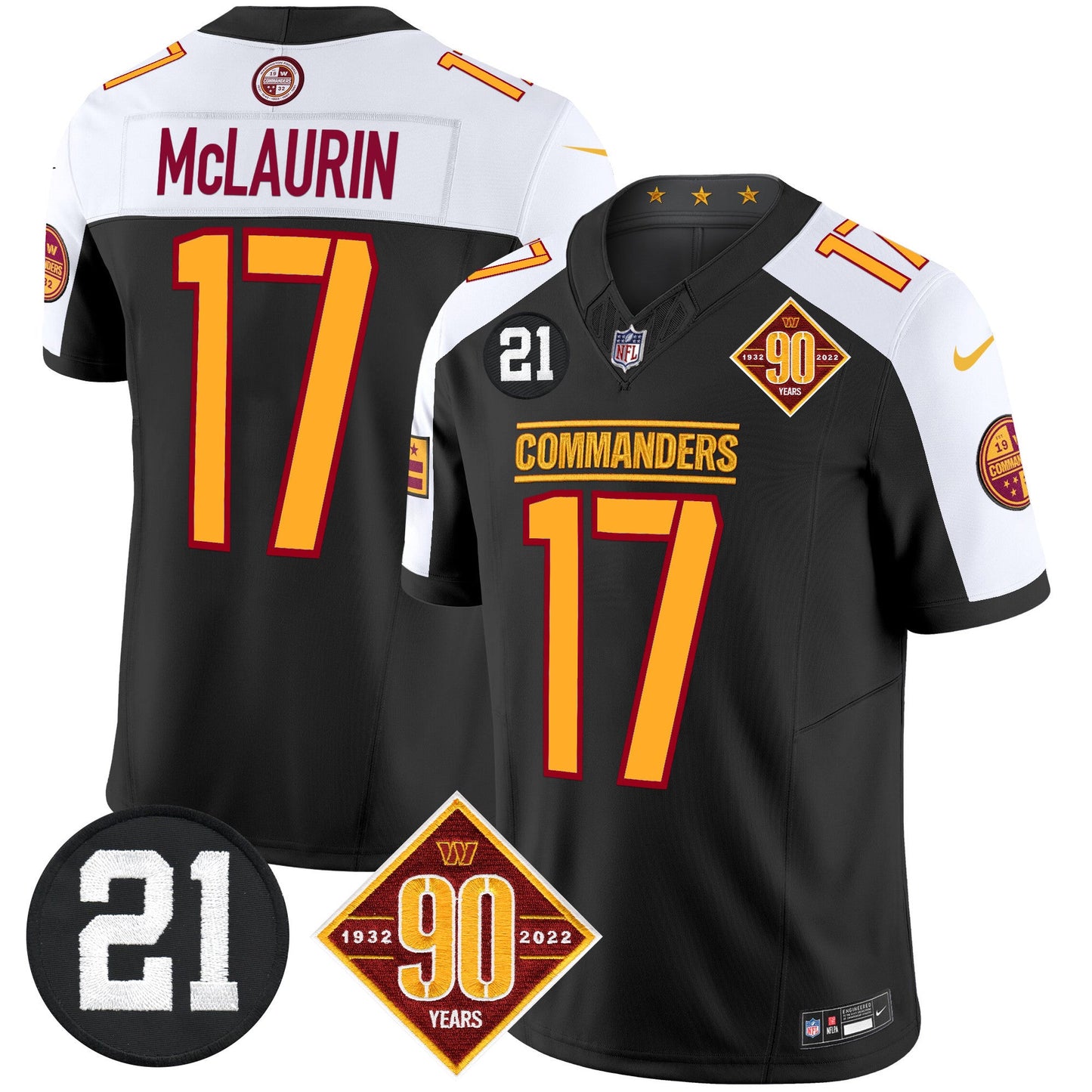 Men's Washington Commanders 90th & Sean Taylor Patch Vapor Limited Jersey - All Stitched
