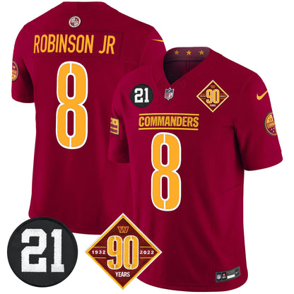 Men's Washington Commanders 90th & Sean Taylor Patch Vapor Limited Jersey - All Stitched