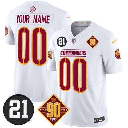 Washington Commanders 90th & Sean Taylor Patch Vapor Limited Custom Jersey - All Stitched