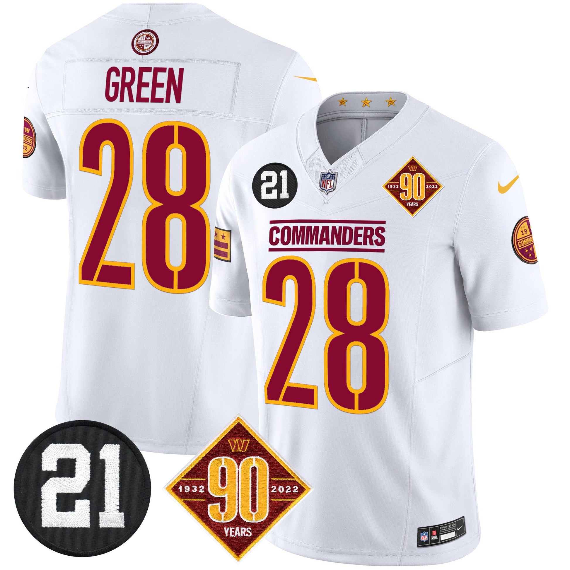 Men's Washington Commanders 90th & Sean Taylor Patch Vapor Limited Jersey - All Stitched