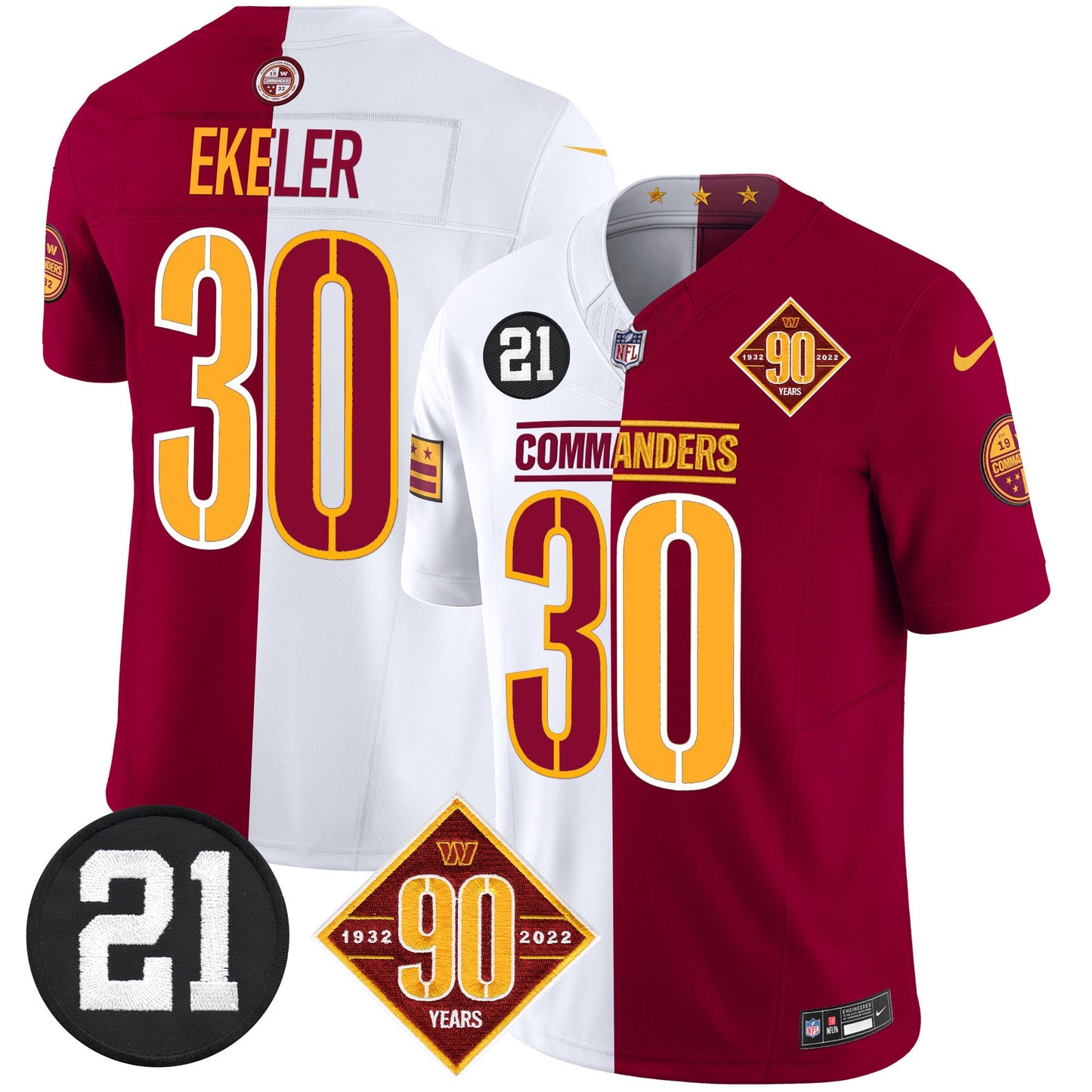 Men's Washington Commanders 90th & Sean Taylor Patch Vapor Limited Jersey - All Stitched