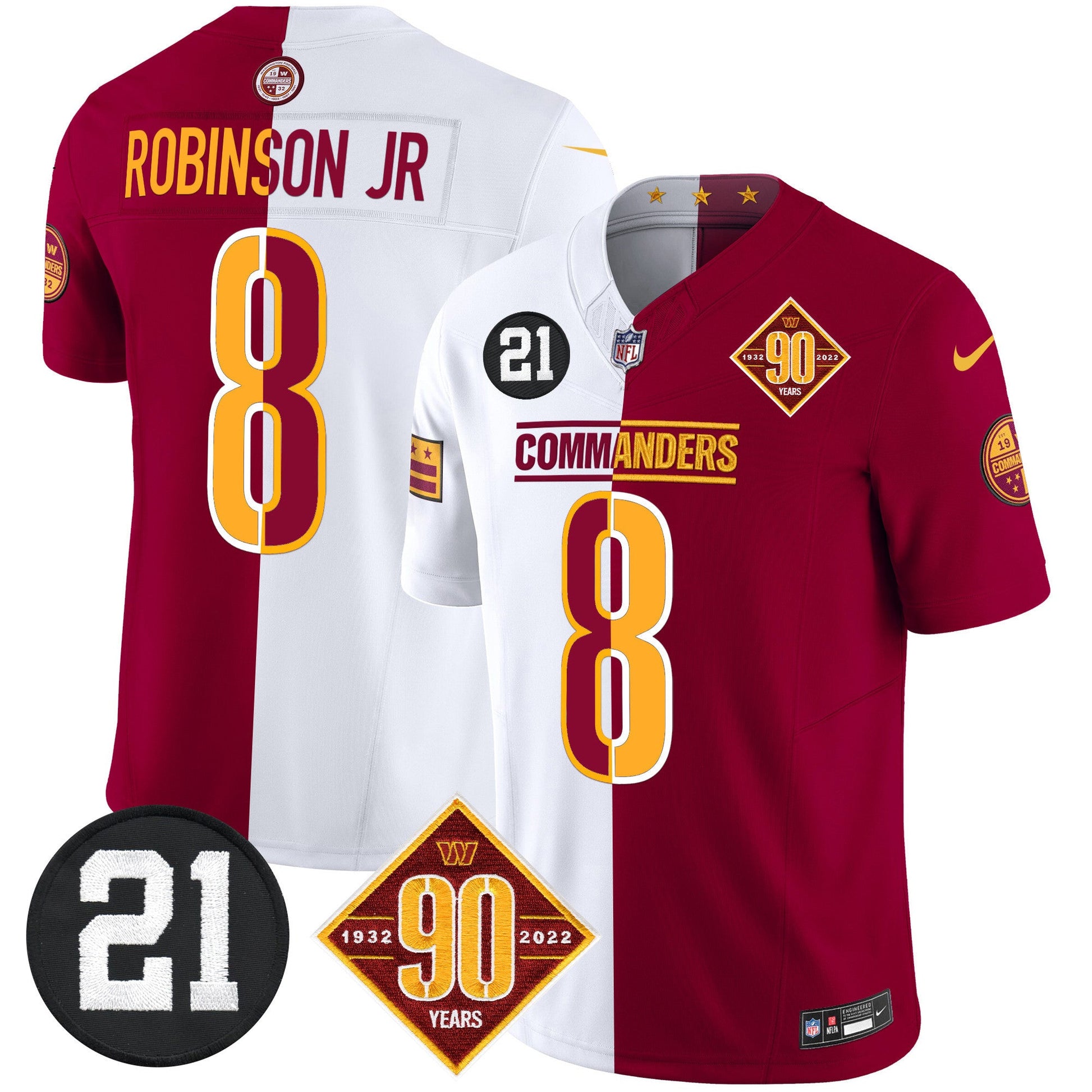 Men's Washington Commanders 90th & Sean Taylor Patch Vapor Limited Jersey - All Stitched