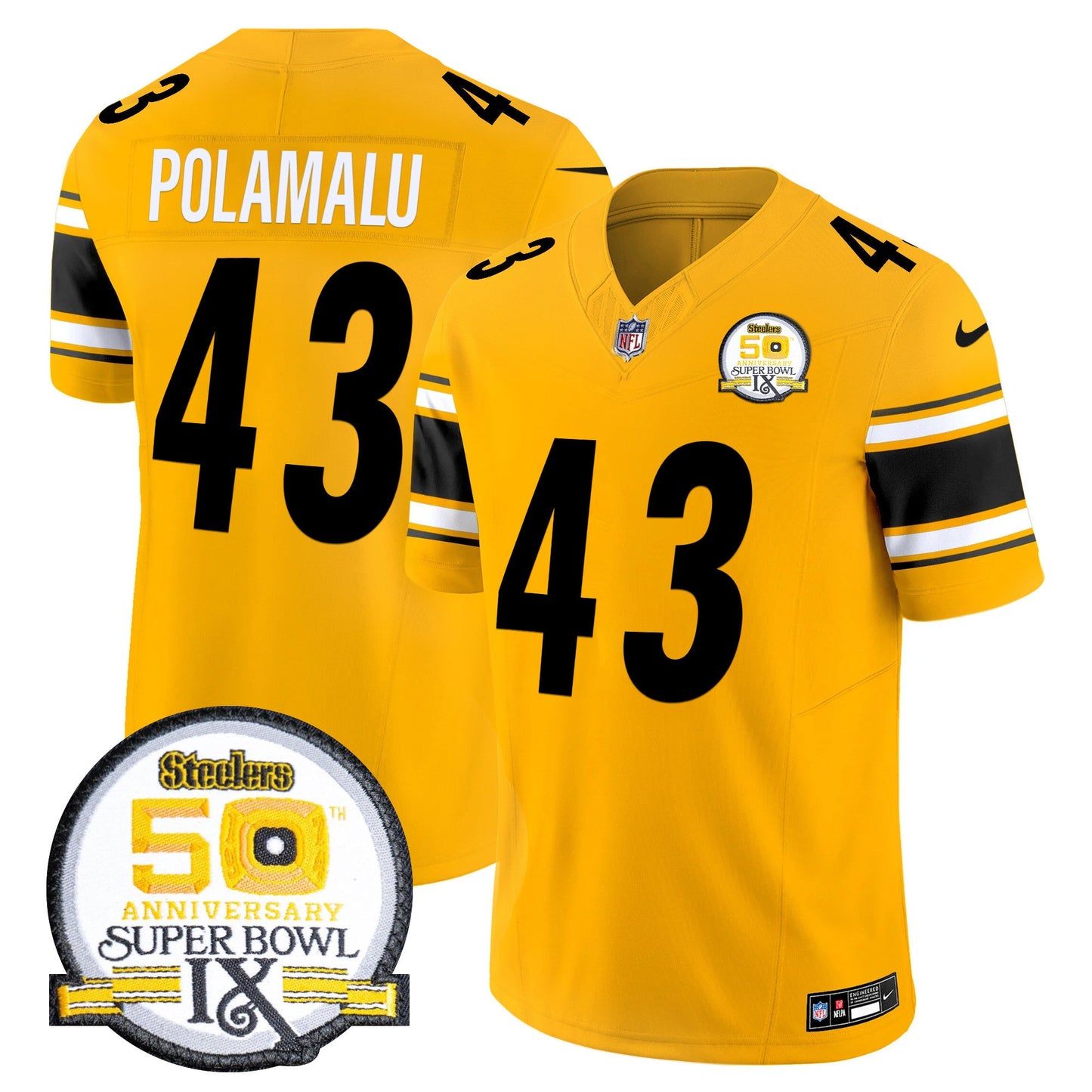 Men's Steelers 50th Anniversary Of Super Bowl IX Patch Vapor Limited Jersey - All Stitched