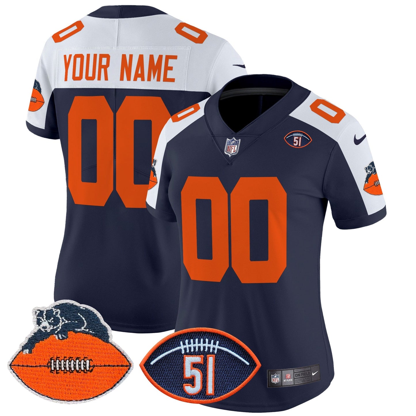 CHI Dick Butkus Patch Throwback Vapor Limited Custom Jersey - All Stitched