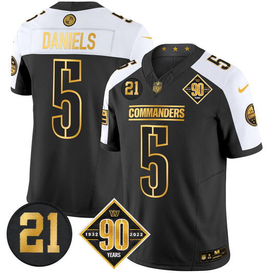 Men's Washington Commanders 90th & Sean Taylor Patch Gold Vapor Limited Jersey - All Stitched