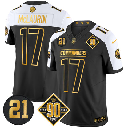 Men's Washington Commanders 90th & Sean Taylor Patch Gold Vapor Limited Jersey - All Stitched