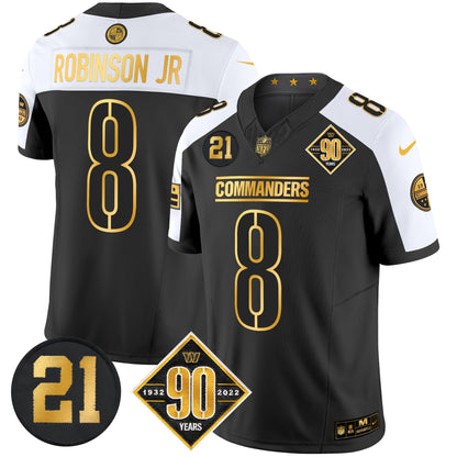 Men's Washington Commanders 90th & Sean Taylor Patch Gold Vapor Limited Jersey - All Stitched