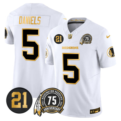 Men's Washington Redskins 75th & Sean Taylor Patch Gold Vapor Limited Jersey - All Stitched