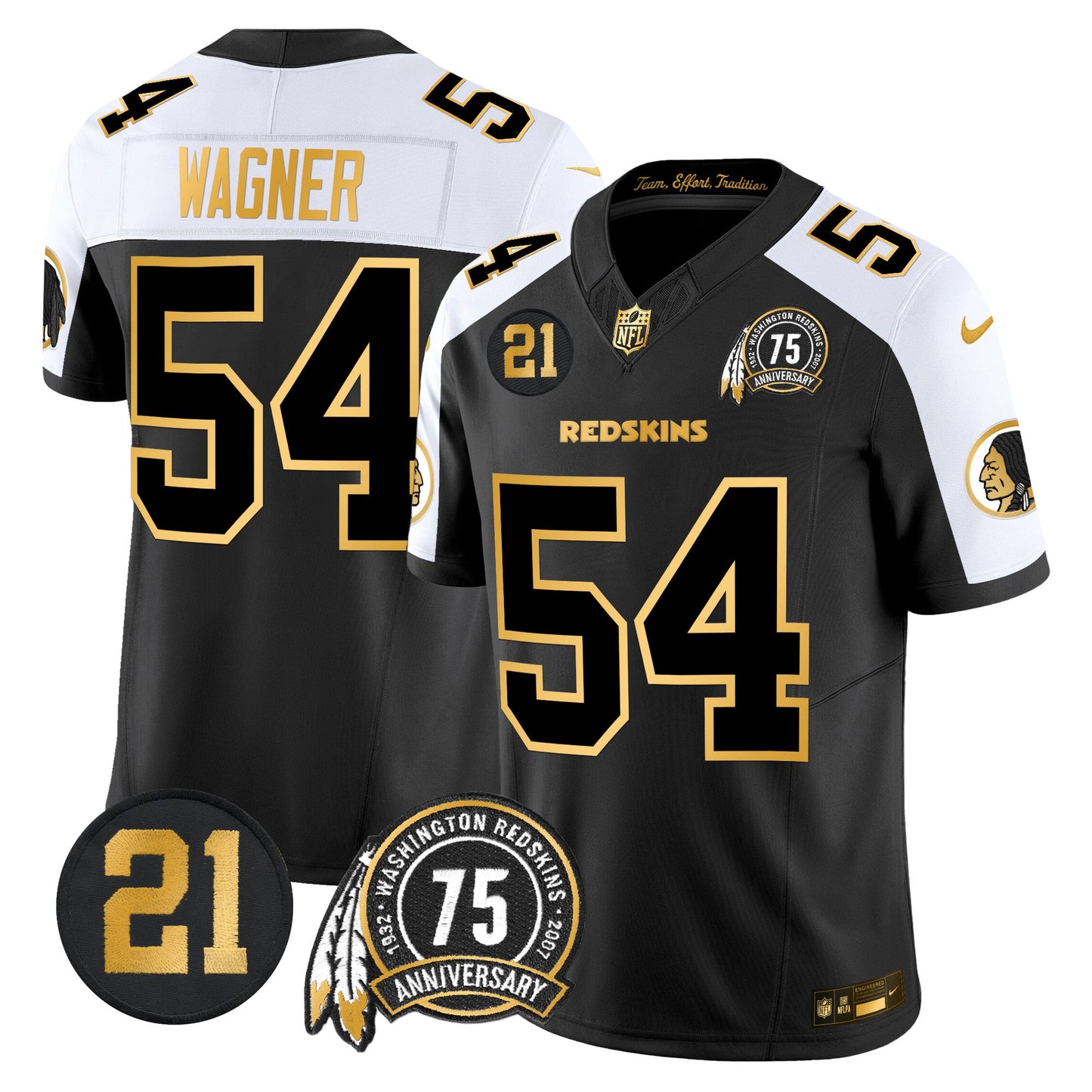 Men's Washington Redskins 75th & Sean Taylor Patch Gold Vapor Limited Jersey - All Stitched