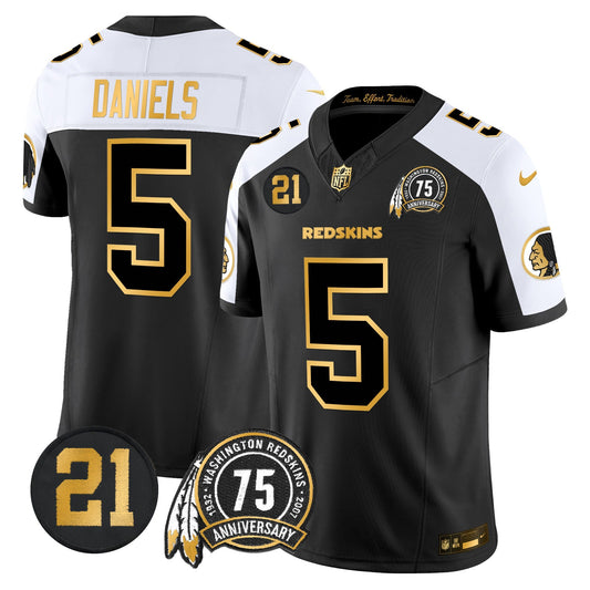 Men's Washington Redskins 75th & Sean Taylor Patch Gold Vapor Limited Jersey - All Stitched